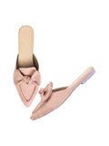 Elegant Bow Accent Pointed Mule Flats for Women
