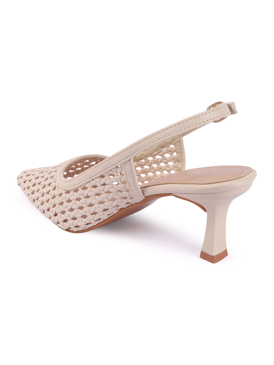 Weave Chic Buckle Strap Kitten Heel Mules