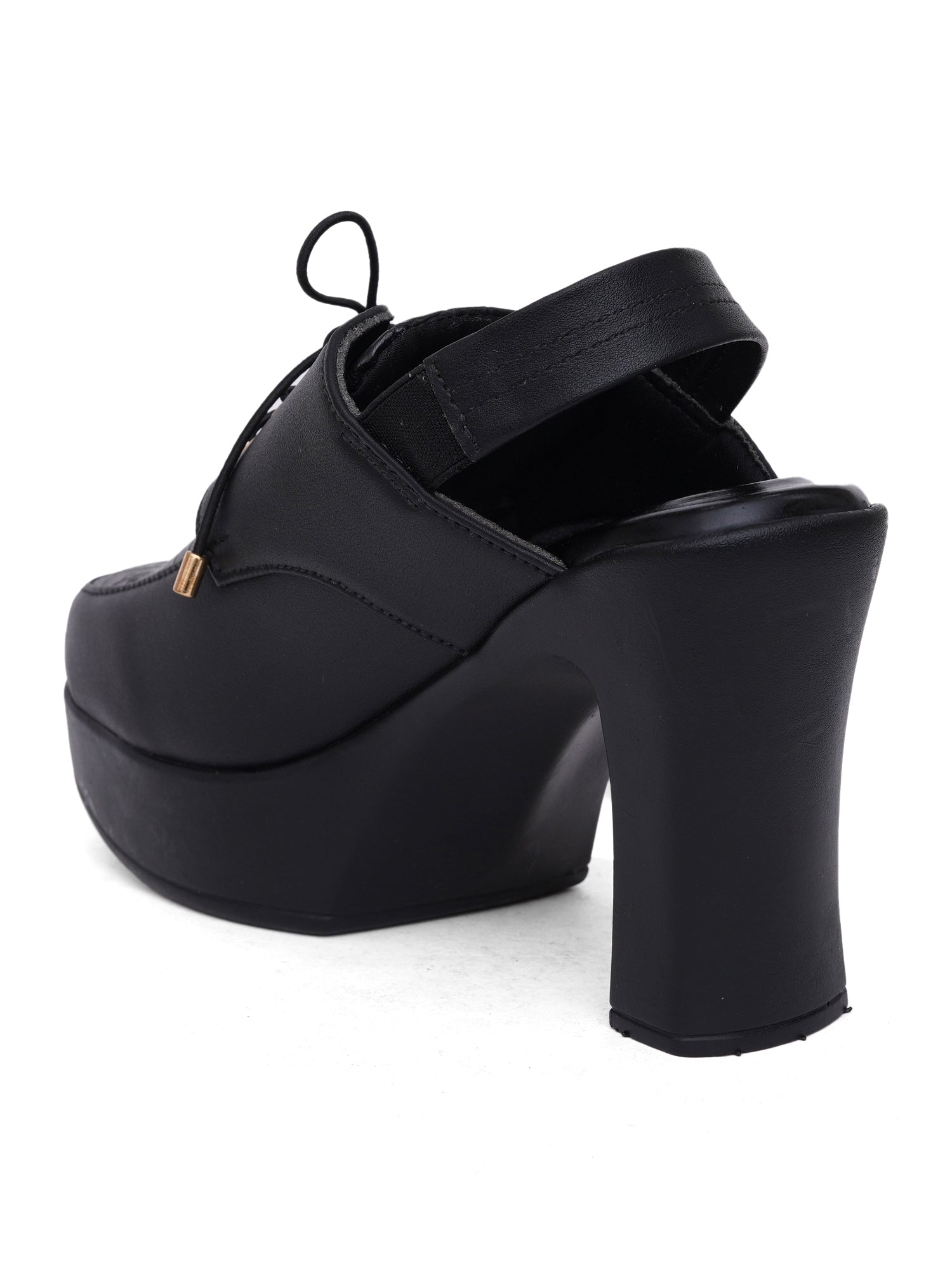 Retro Lace-Up Slingback Chunky Block Heel Pumps