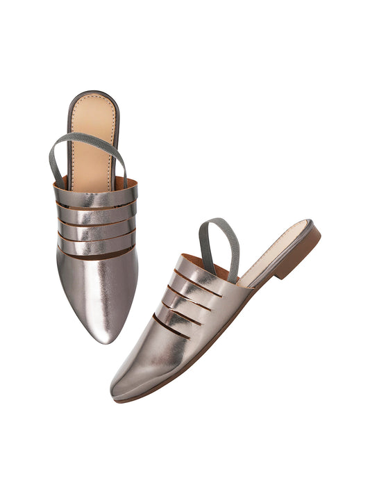 Women Metallic Slingback Mule with Pointed Toe