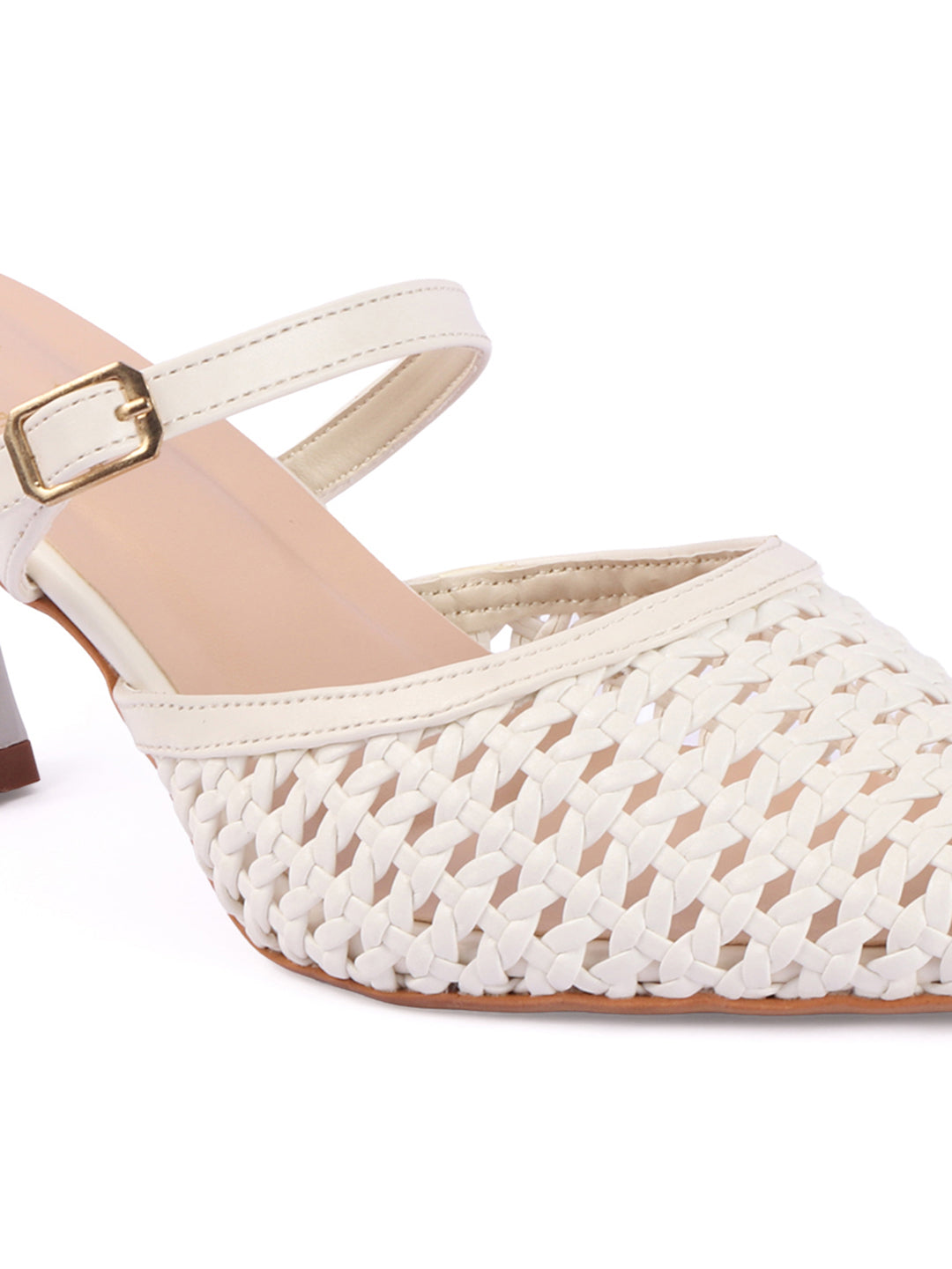 Muse Woven Pointed-Toe Kitten Heel Mules
