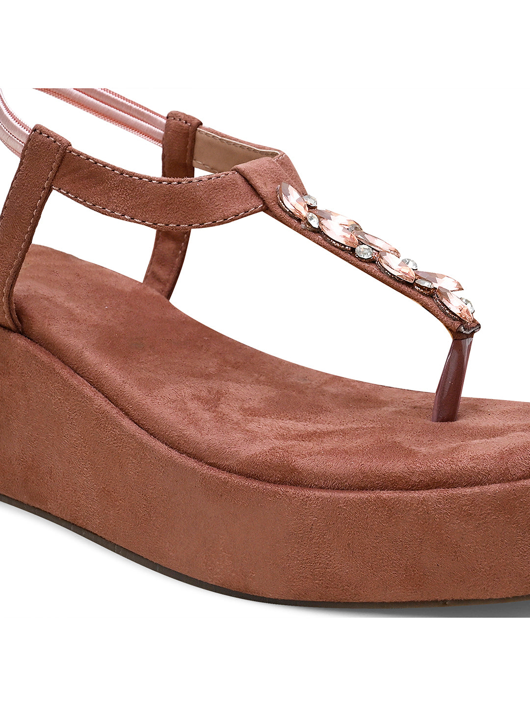 Crystal Embellished Detail Wedge Comfort Heels