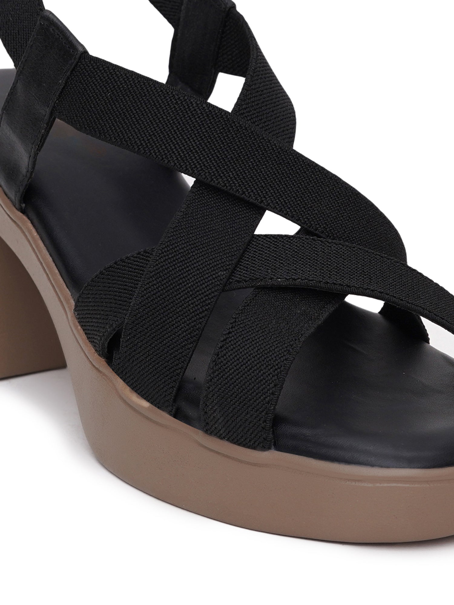 Cross-Strap Chunky Block Heel Sandals