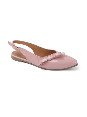 Glossy Pointed Toe Slingback Flat Mules