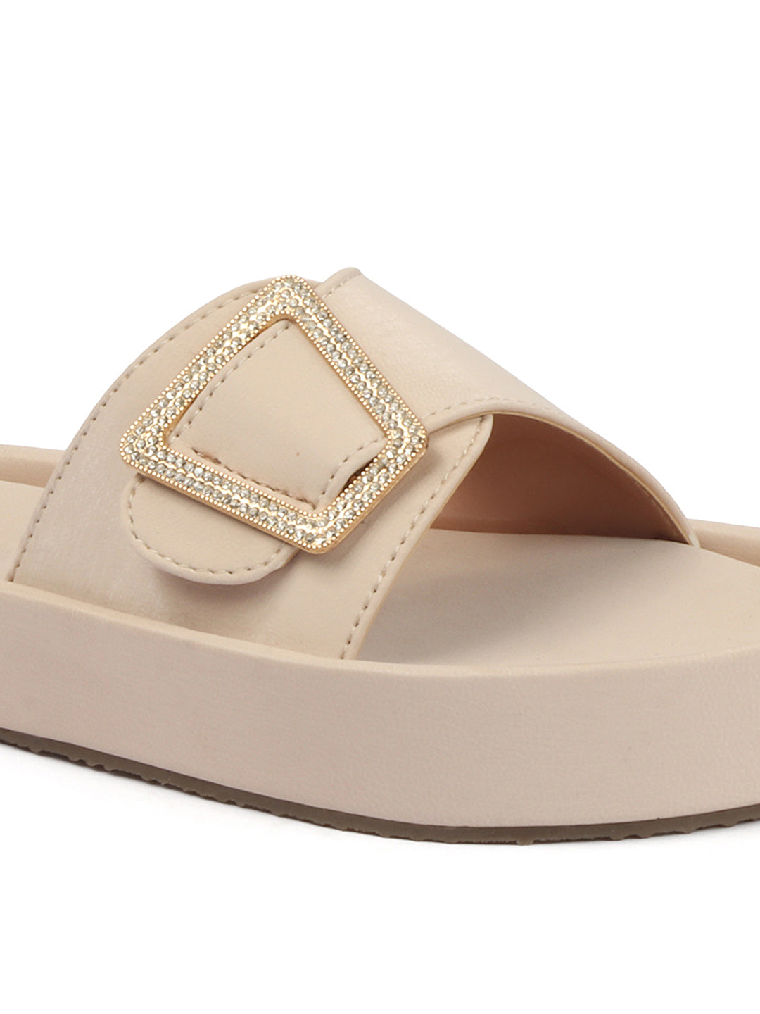 Minimal Buckle Slides Cushioned Everyday Comfort Flats