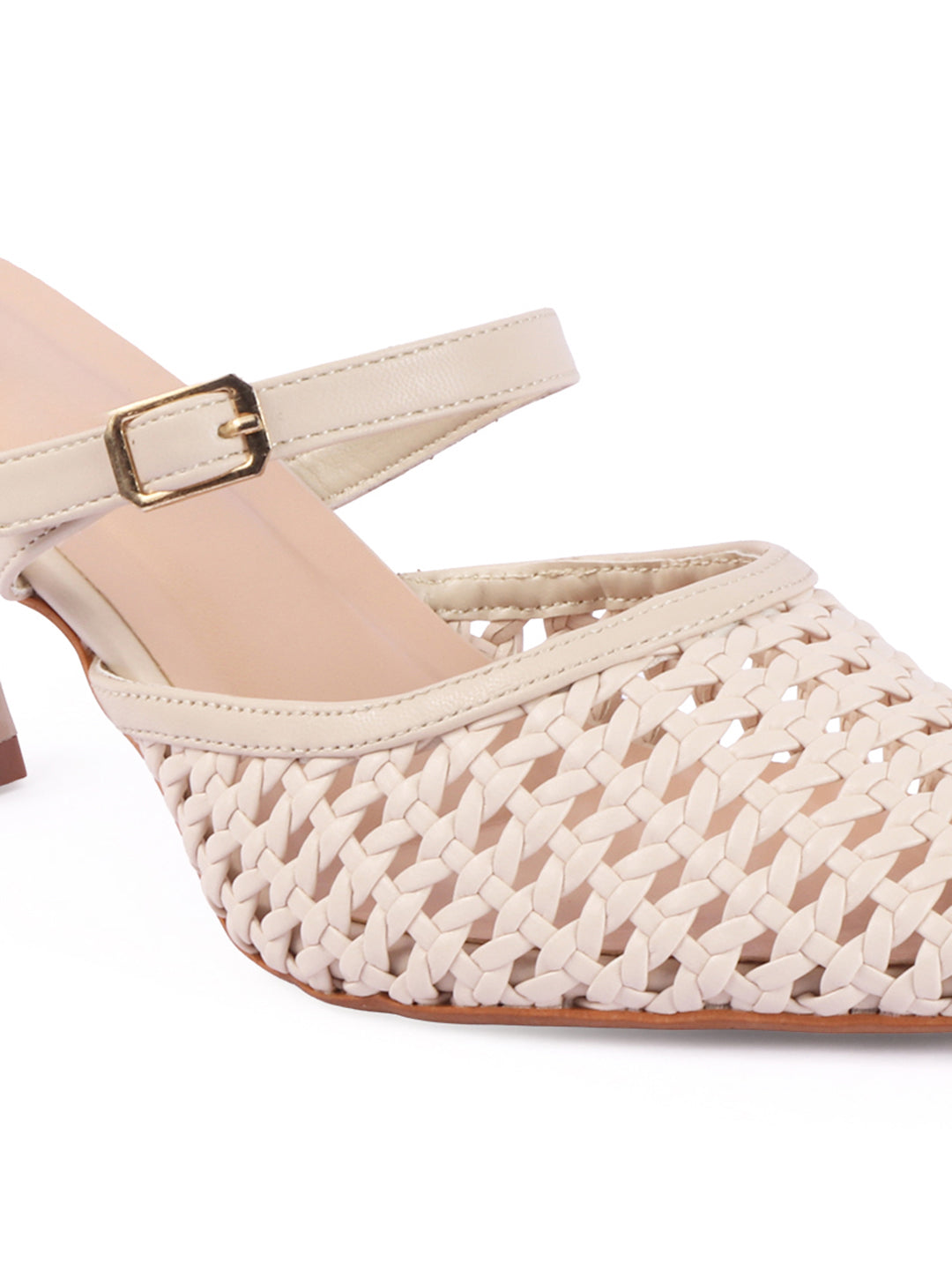 Muse Woven Pointed-Toe Kitten Heel Mules