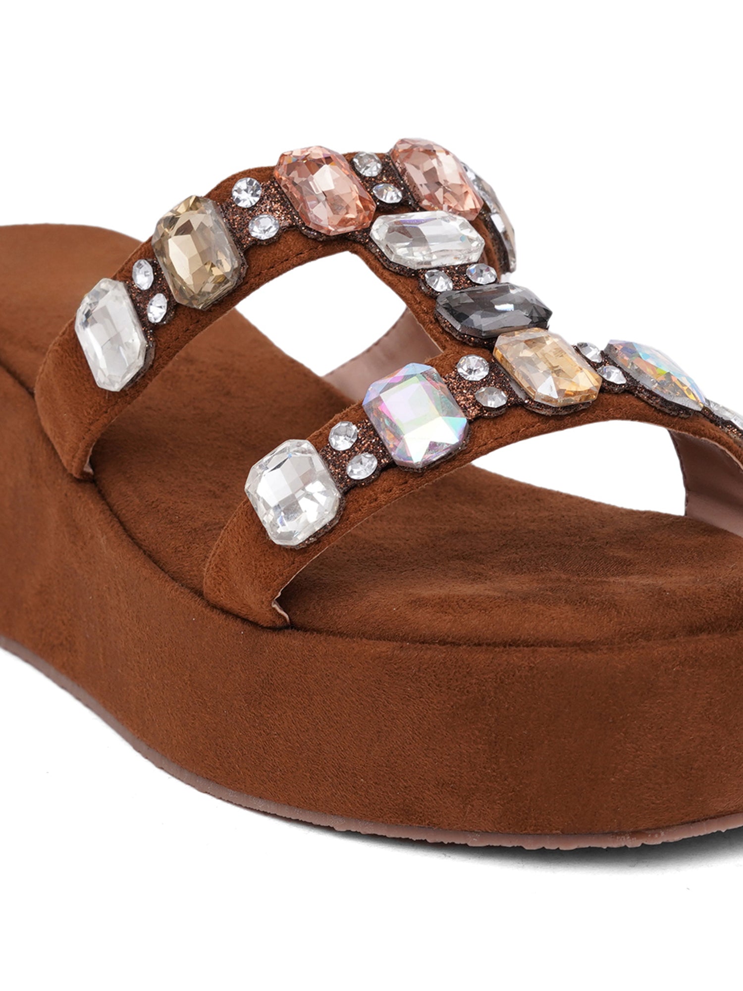Glam Crystal Strap Wedge Sandals