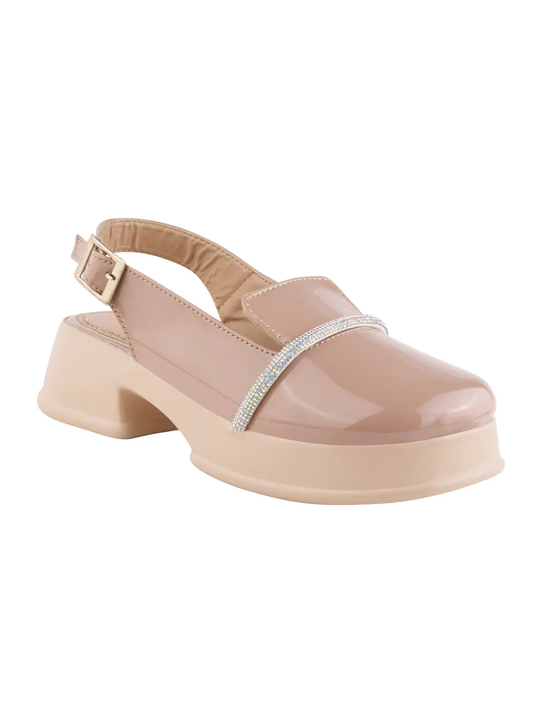 Classic Glossy Block Heel Pumps for Women