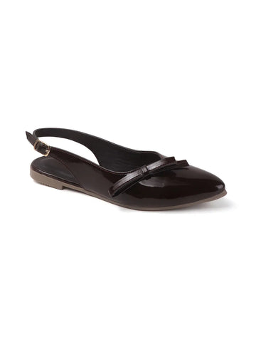 Glossy Pointed Toe Slingback Flat Mules