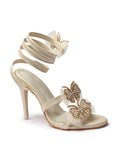 Glam Crystal Flower High Heel Sandals