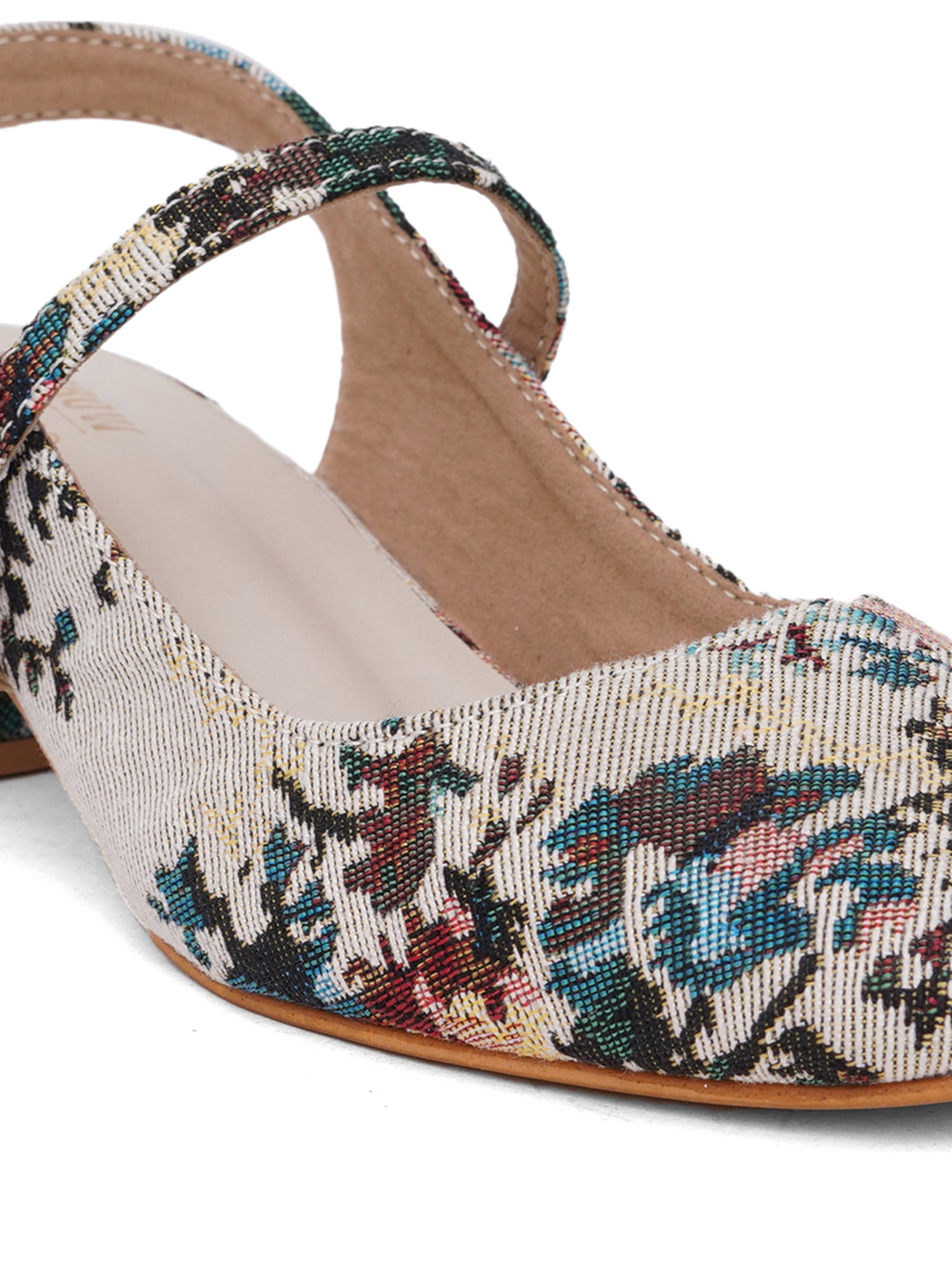 Dazzling Floral Print Mary Jane Block Heels