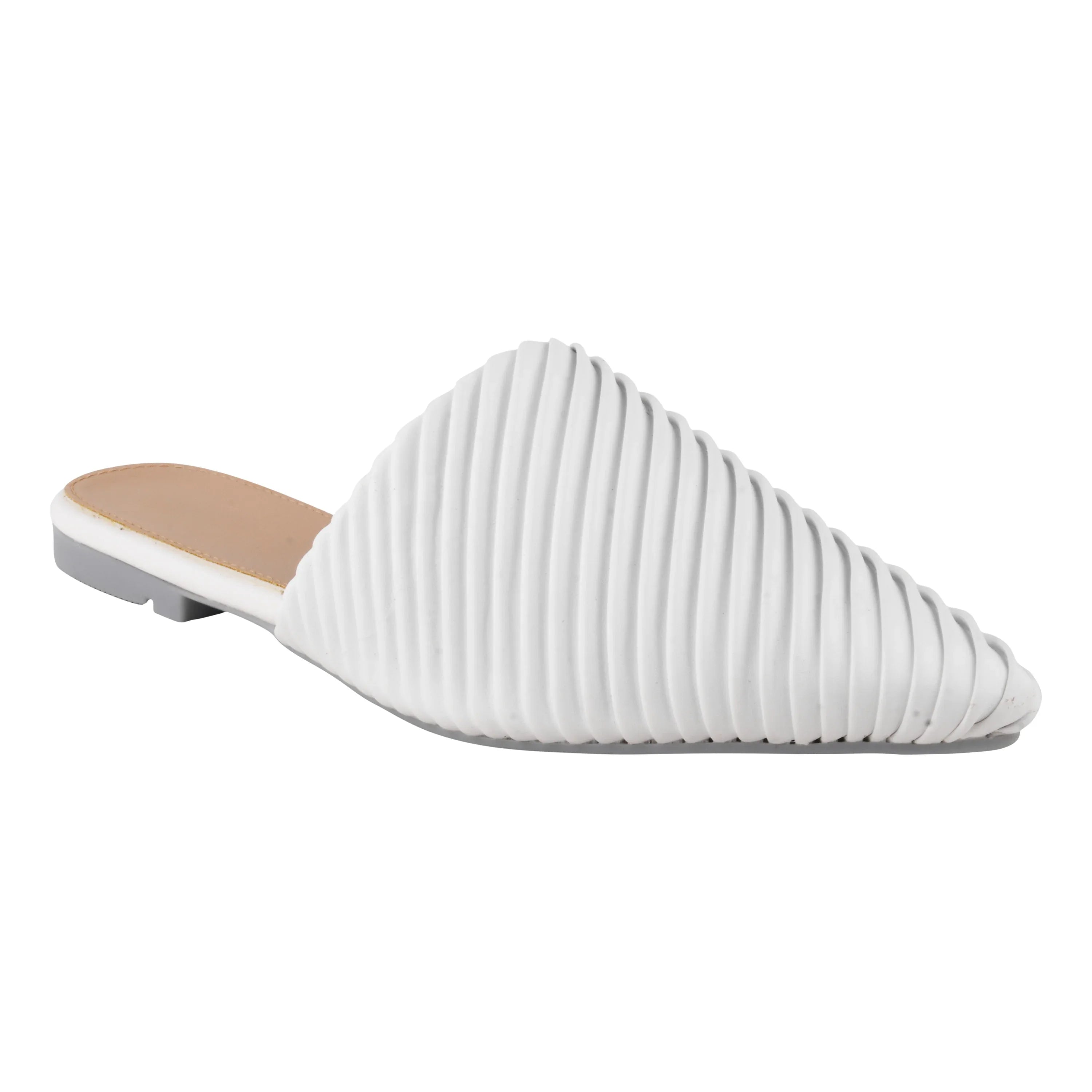 Modern Ribbed Finish Pointed Toe Mules