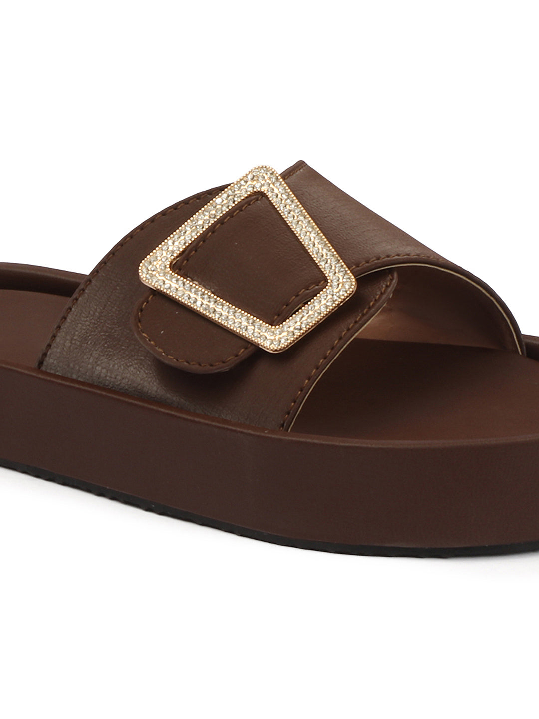 Minimal Buckle Slides Cushioned Everyday Comfort Flats
