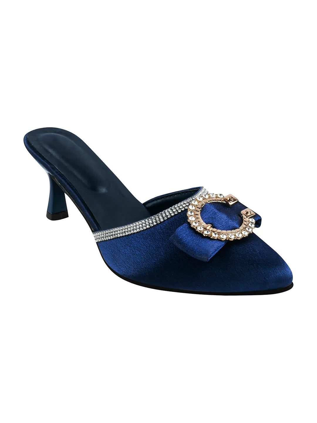 Stylish Pointed Toe Slip-On Heels for Women – Buckle Detail