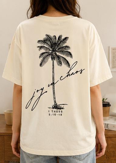 Oversized Palm Tree Graphic Printed T-Shirt