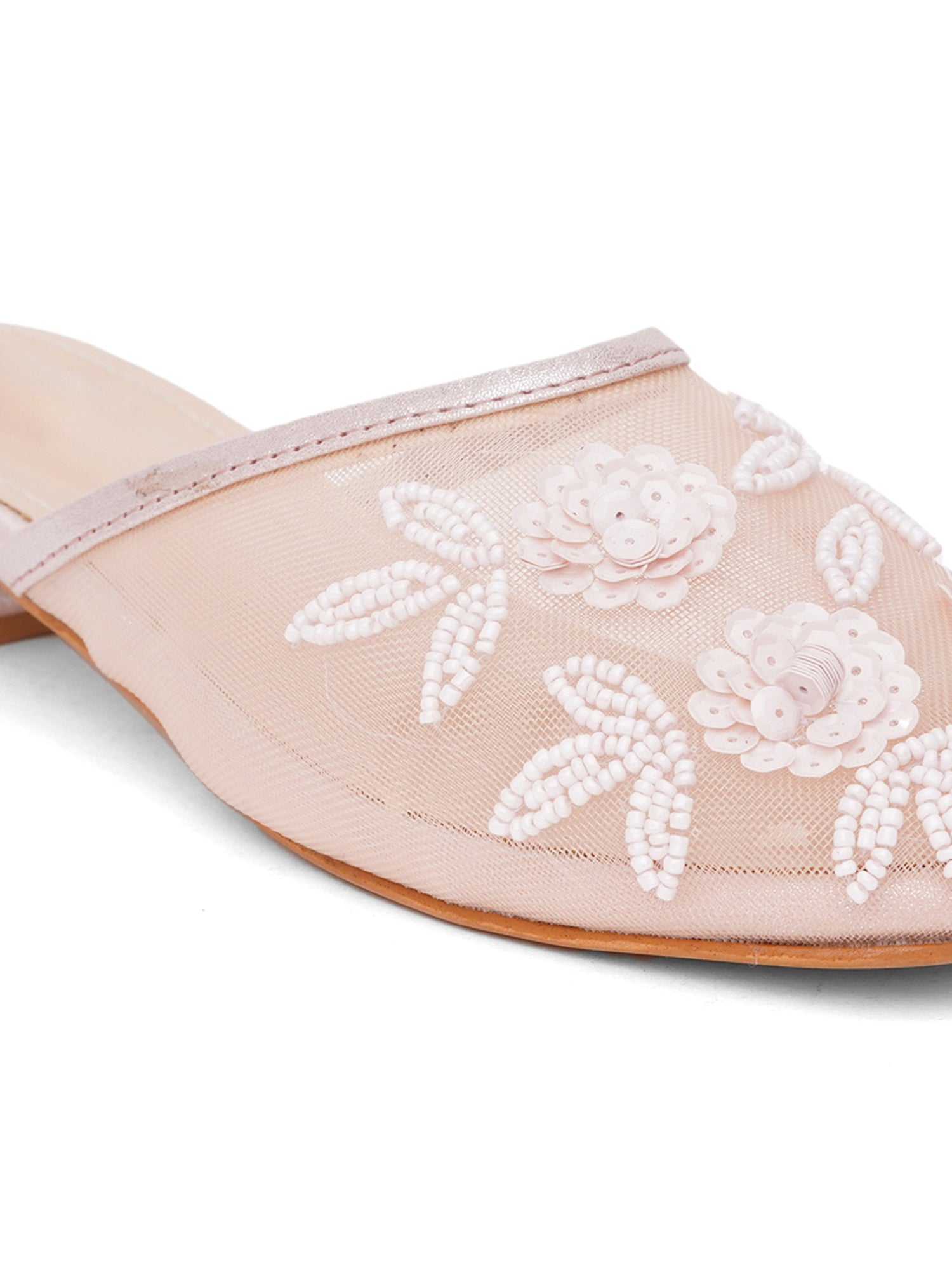 Handcrafted Embellished Beaded Floral Mules