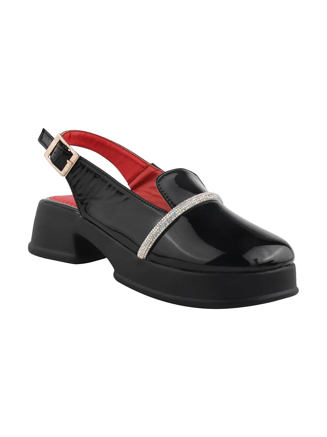 Classic Glossy Block Heel Pumps for Women