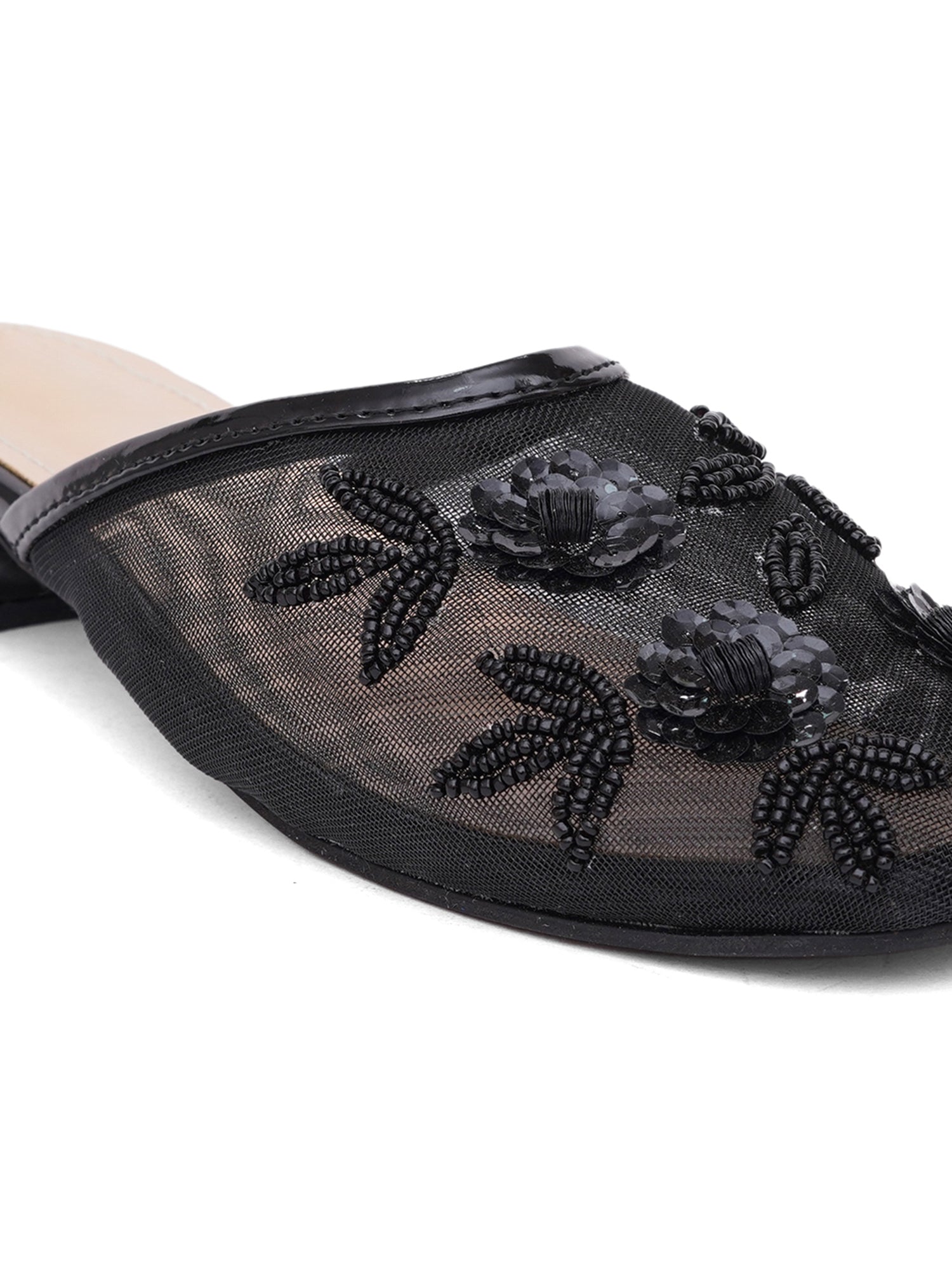 Handcrafted Embellished Beaded Floral Mules