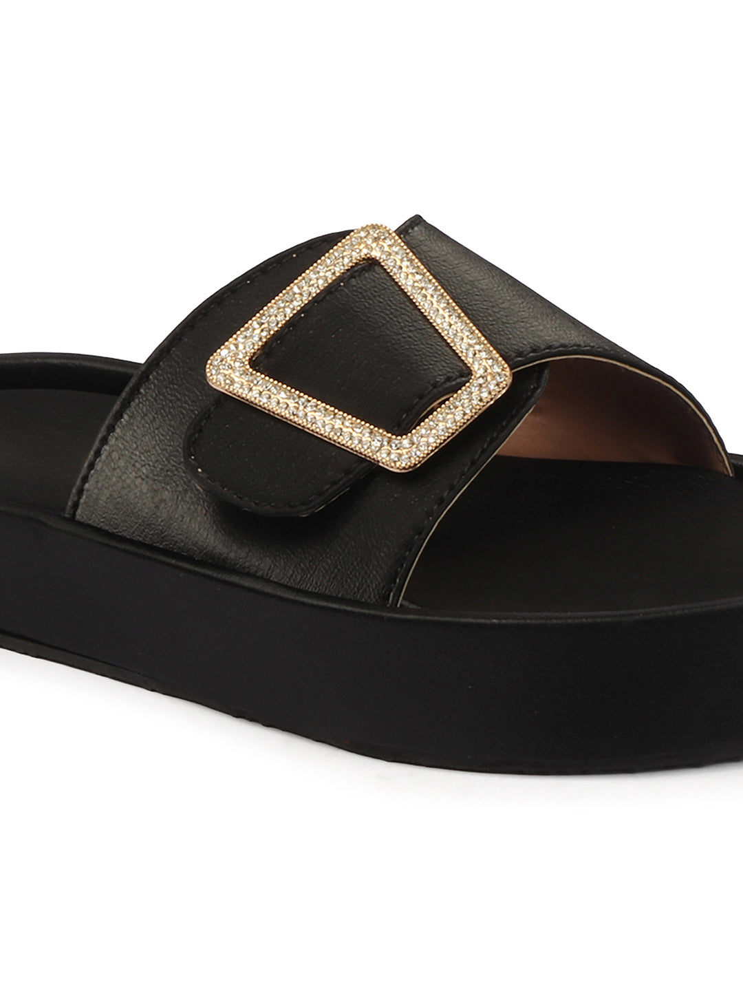 Minimal Buckle Slides Cushioned Everyday Comfort Flats
