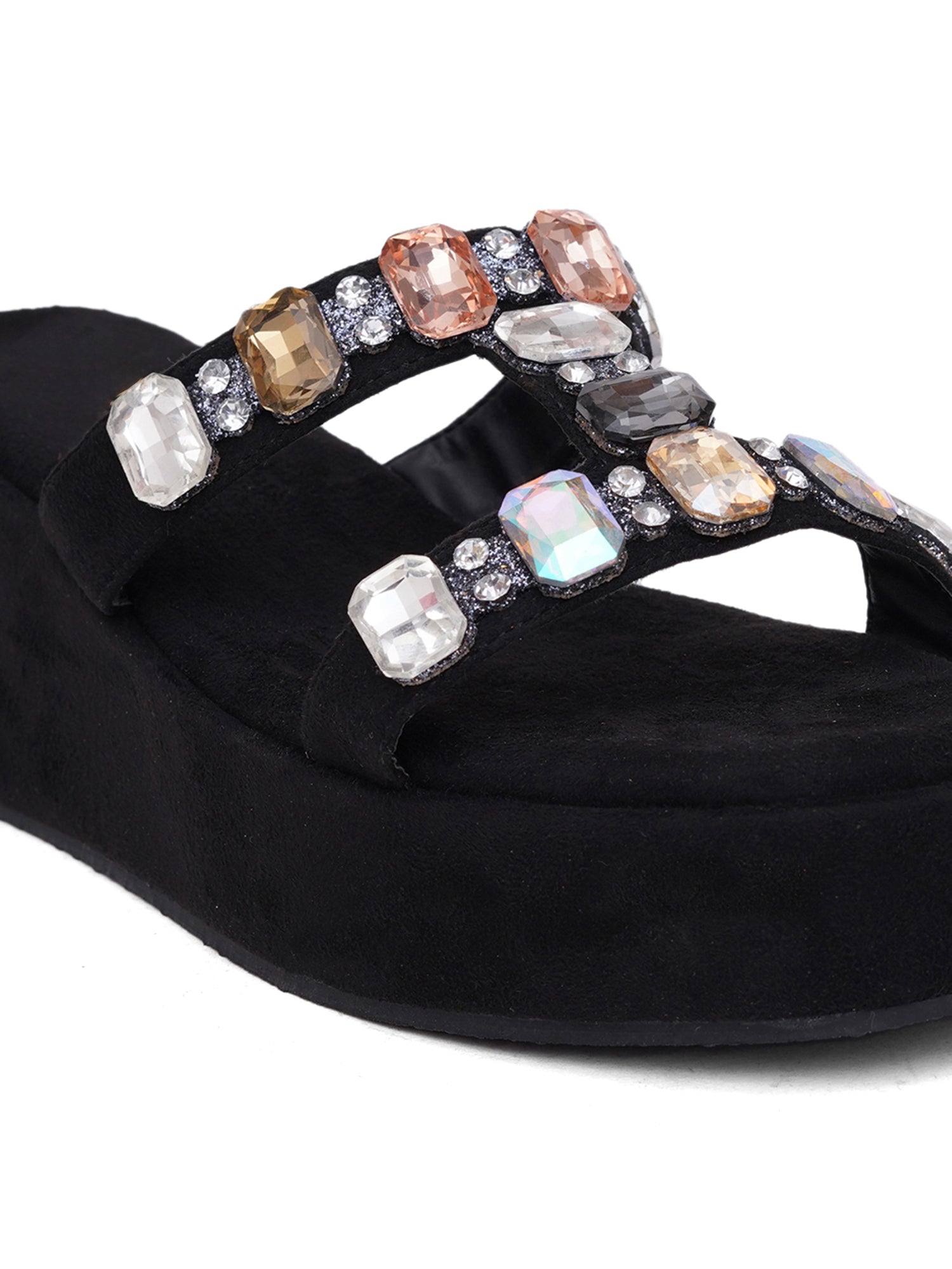 Glam Crystal Strap Wedge Sandals