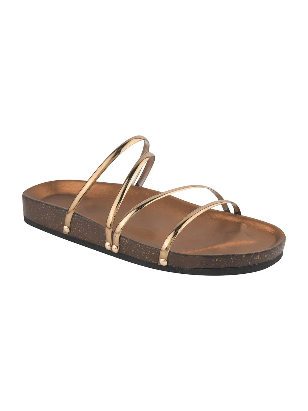 Elegant Spiral Strap Metallic Flats
