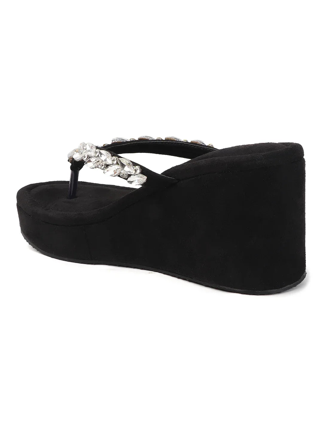 Jewel Detail Comfort Wedge Slides