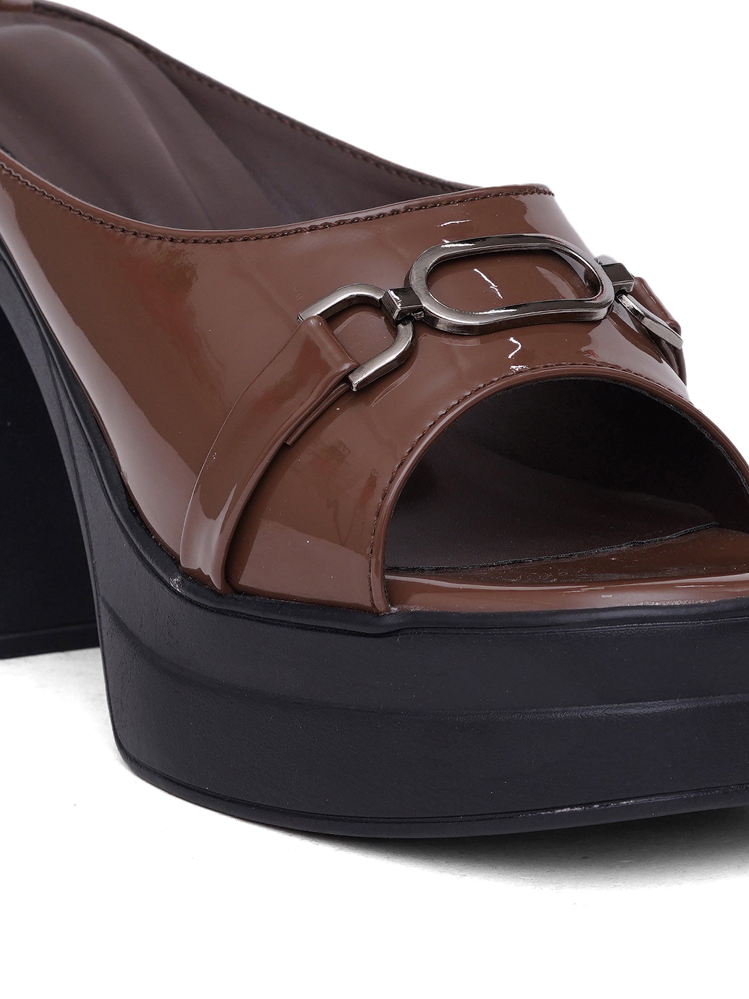 Elegent Patent Platform Block Heel