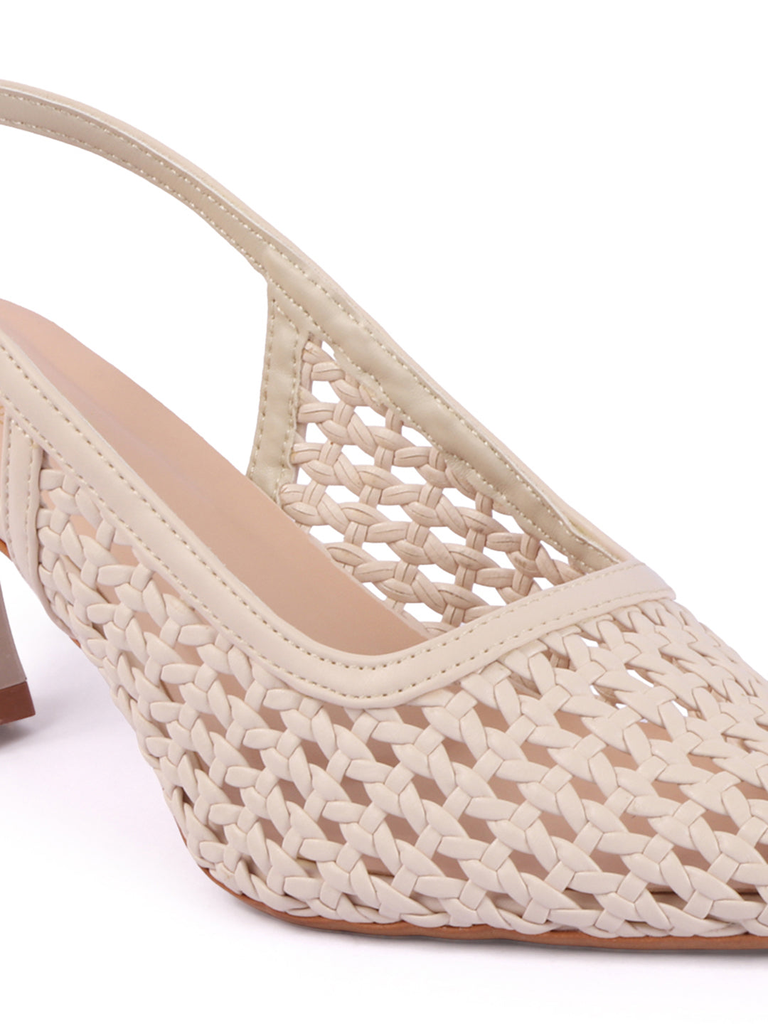 Weave Chic Buckle Strap Kitten Heel Mules