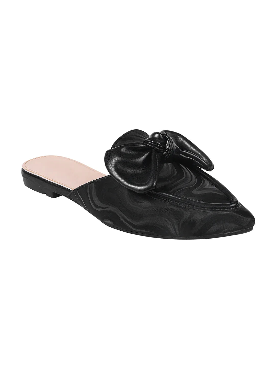 Elegant Bow Accent Pointed Mule Flats for Women