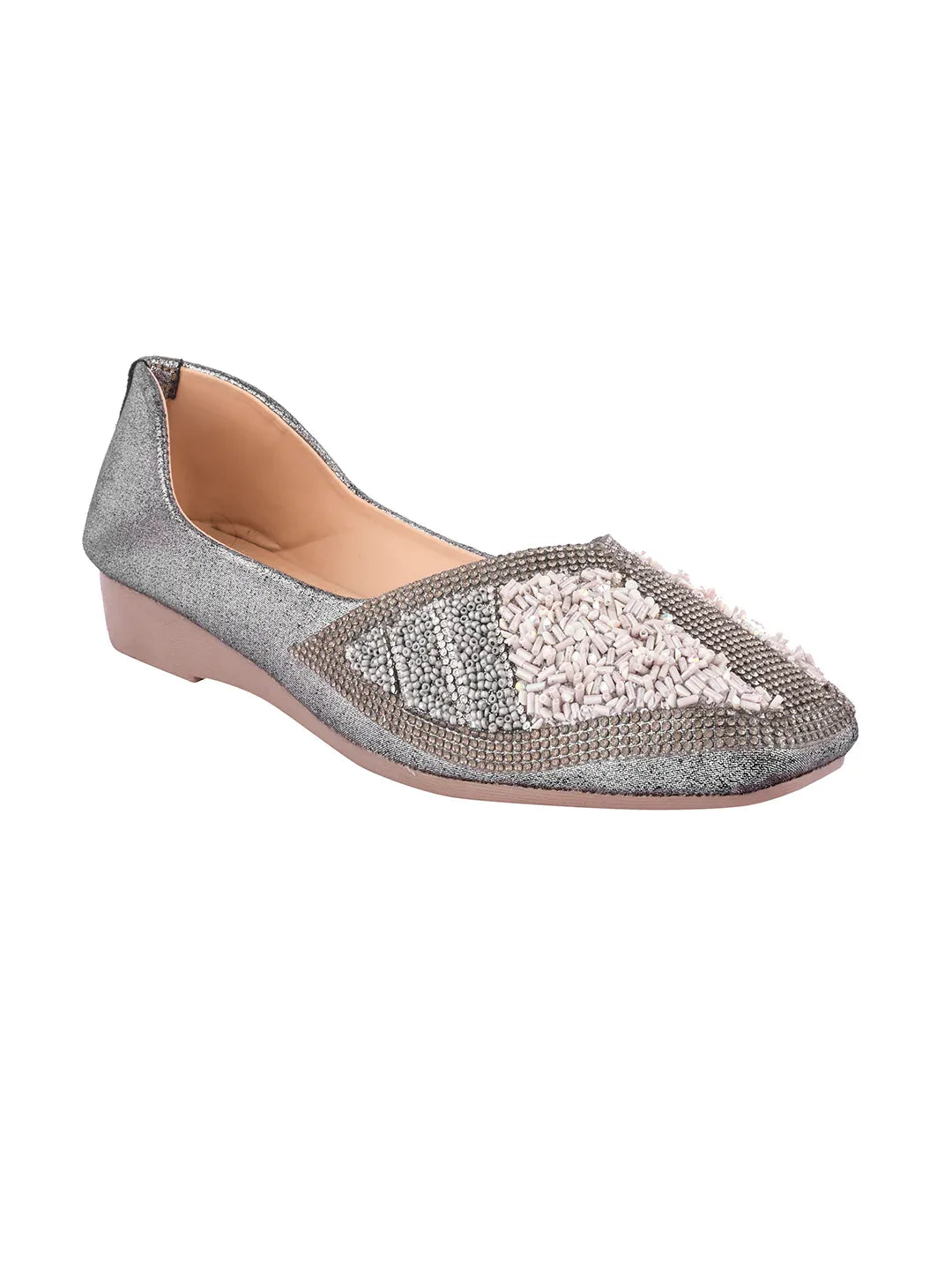 TRYME Festive Square Toe Embellished Stone Women's Juttis