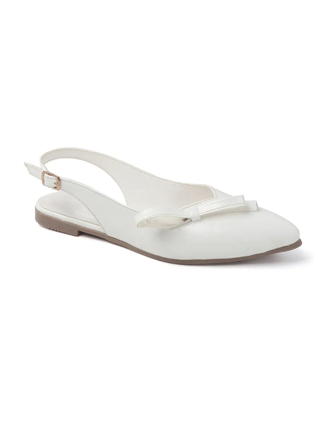 Glossy Pointed Toe Slingback Flat Mules