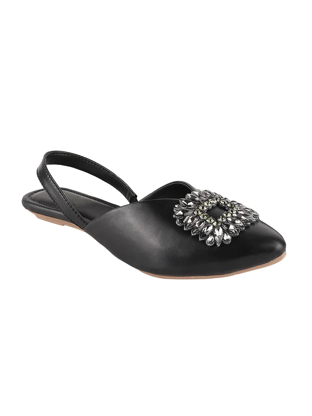 Chic Jewel Buckle Slingback Flats