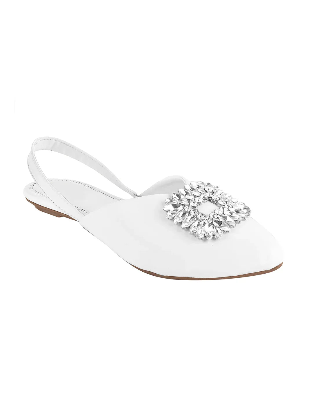 Chic Jewel Buckle Slingback Flats