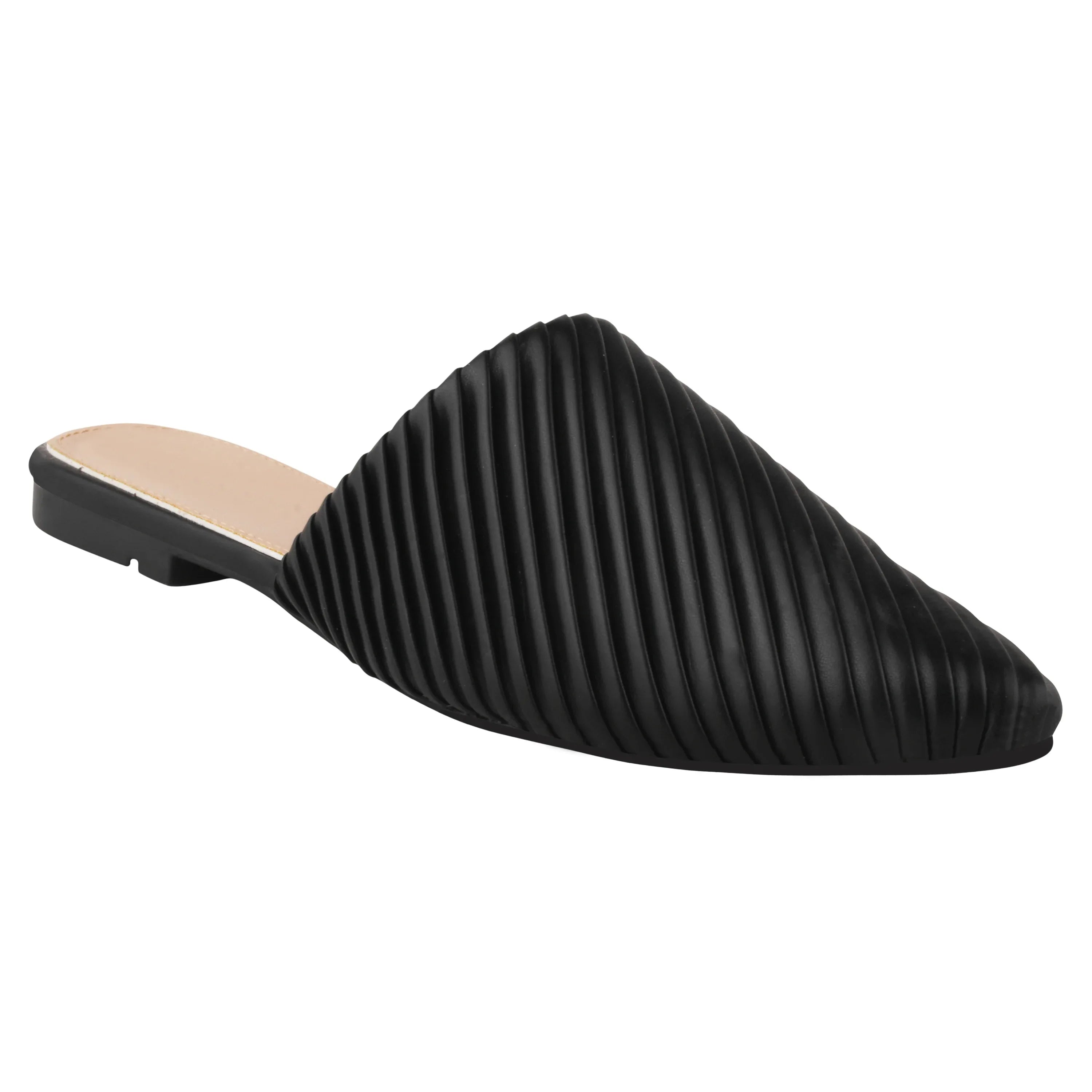 Modern Ribbed Finish Pointed Toe Mules