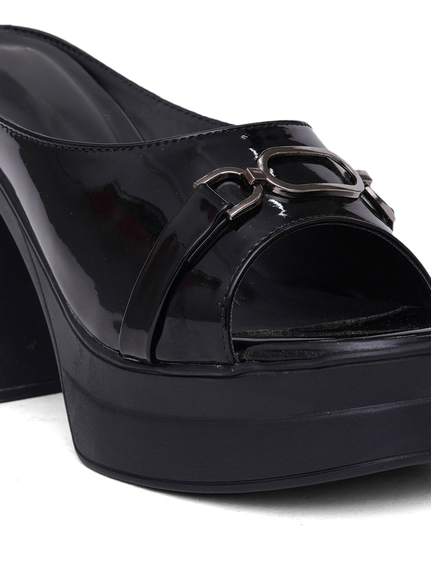 Elegent Patent Platform Block Heel