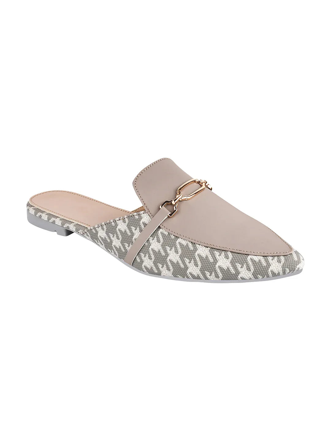 Printed Slip-On Mule with Metal Detail