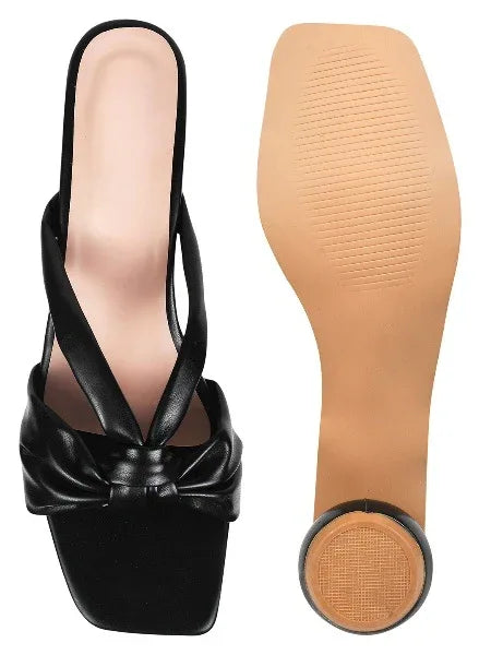 Elegant Knot Strap Block Heels