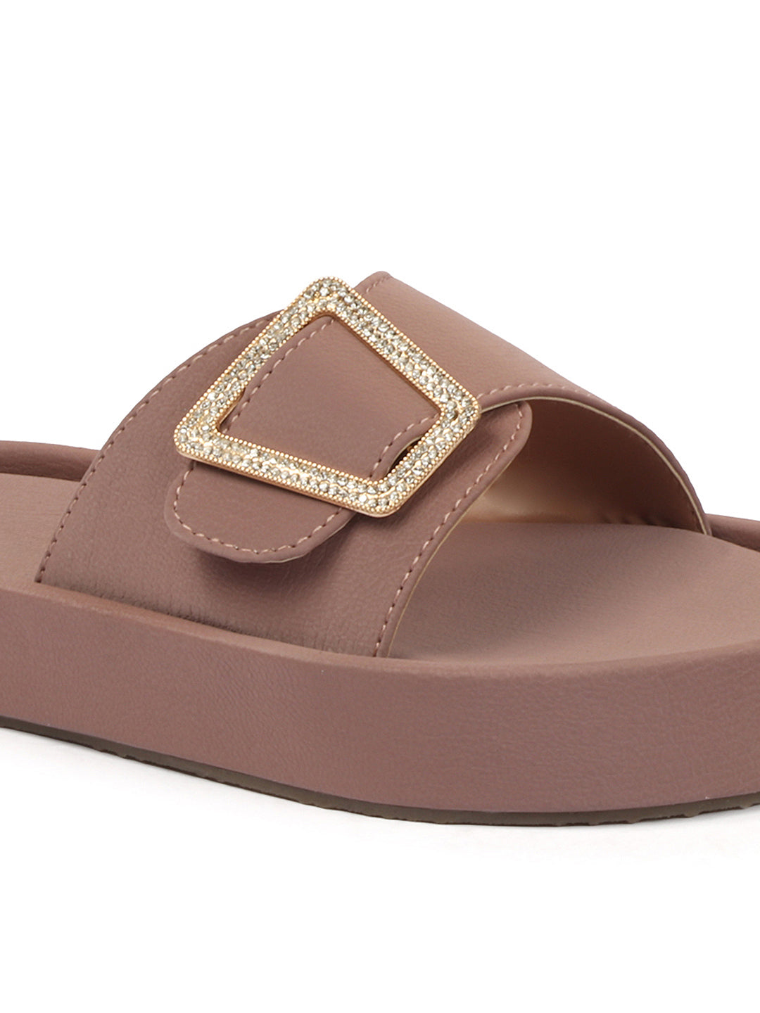 Minimal Buckle Slides Cushioned Everyday Comfort Flats
