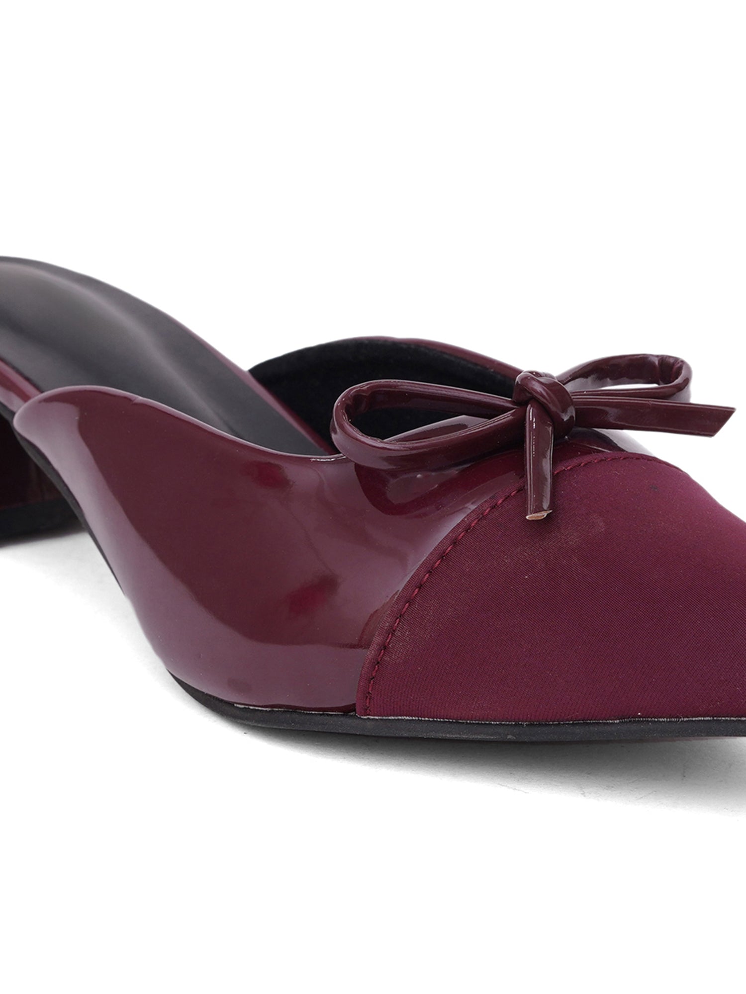 Elegant Pointed Toe Mule Heels with Bow Detail
