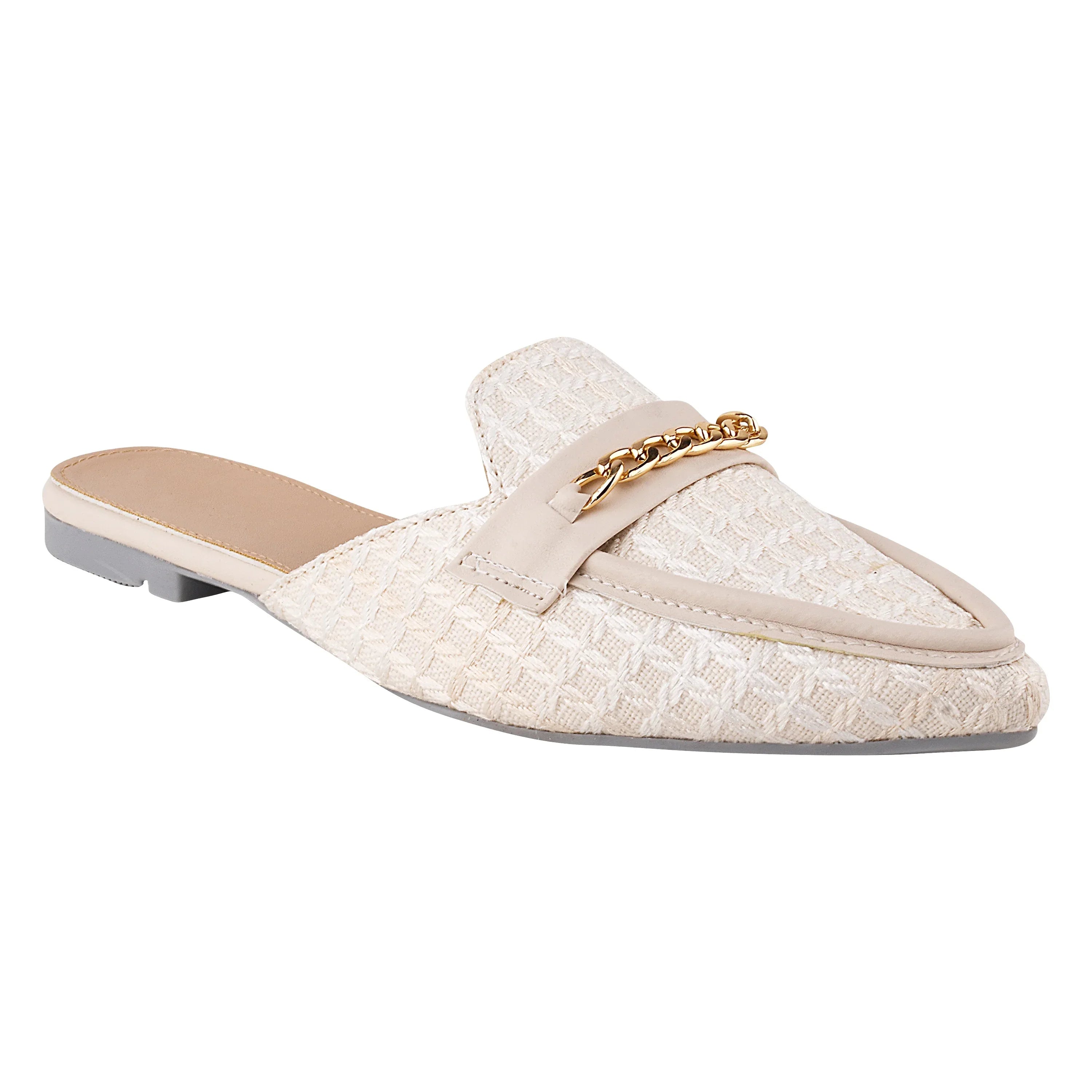 Classic Textured Mule with Gold Chain