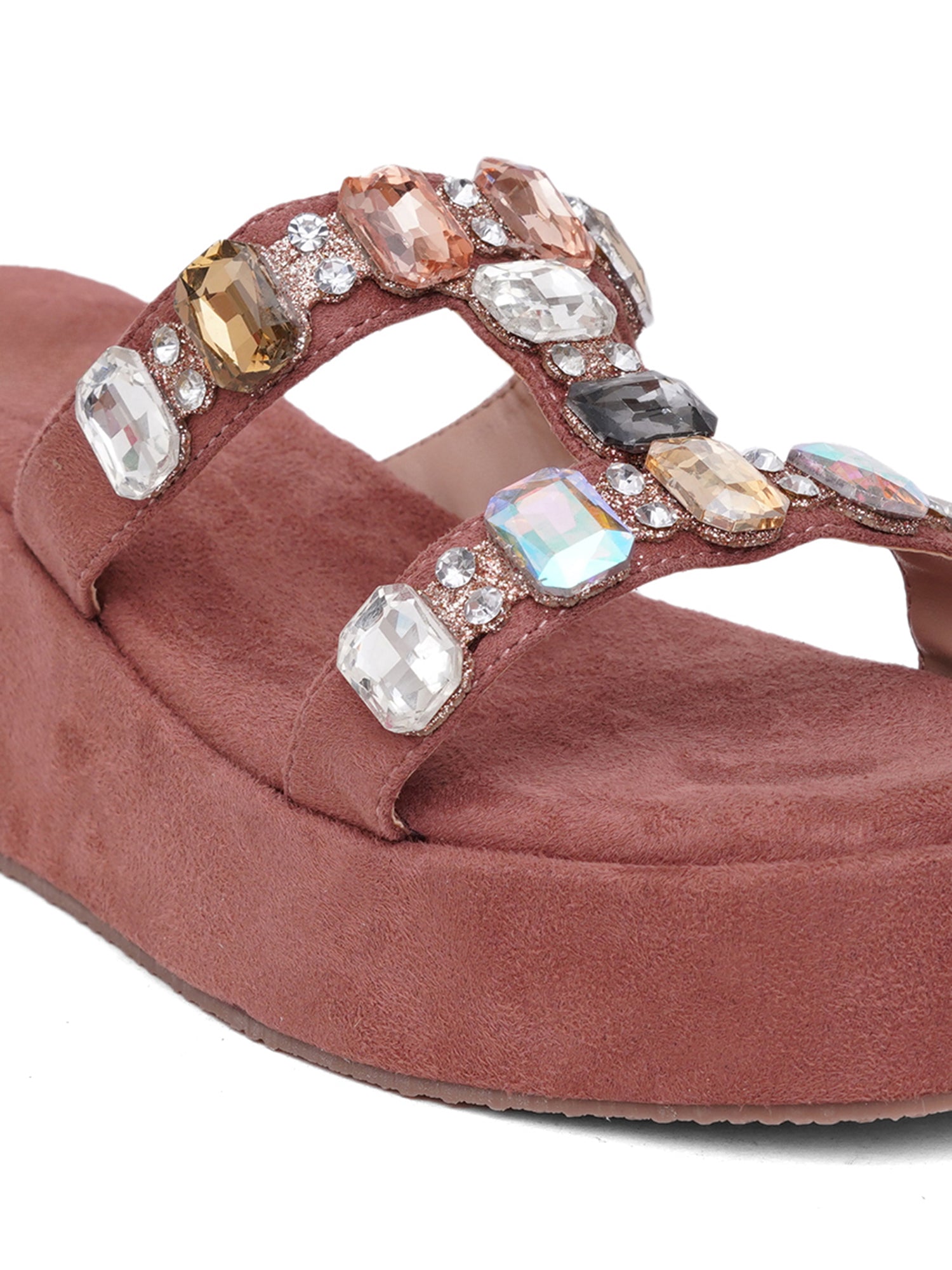 Glam Crystal Strap Wedge Sandals