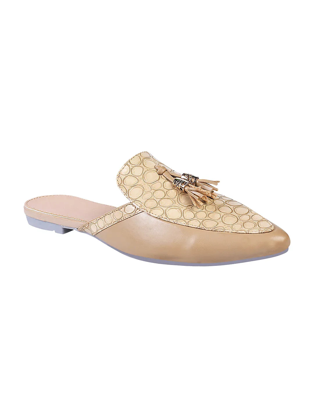 Minimal Tassel Detail Pointed Mule Flats