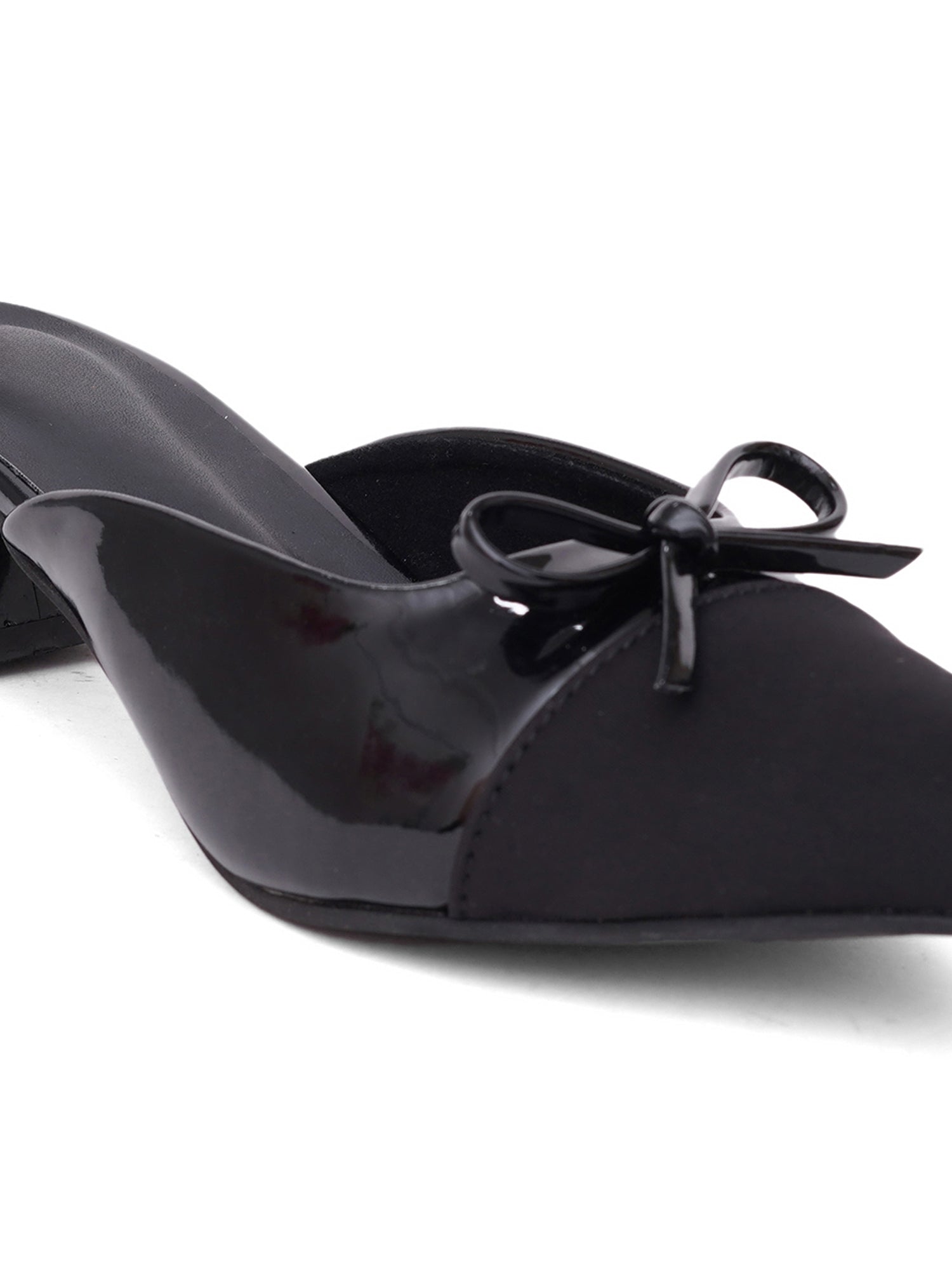 Elegant Pointed Toe Mule Heels with Bow Detail
