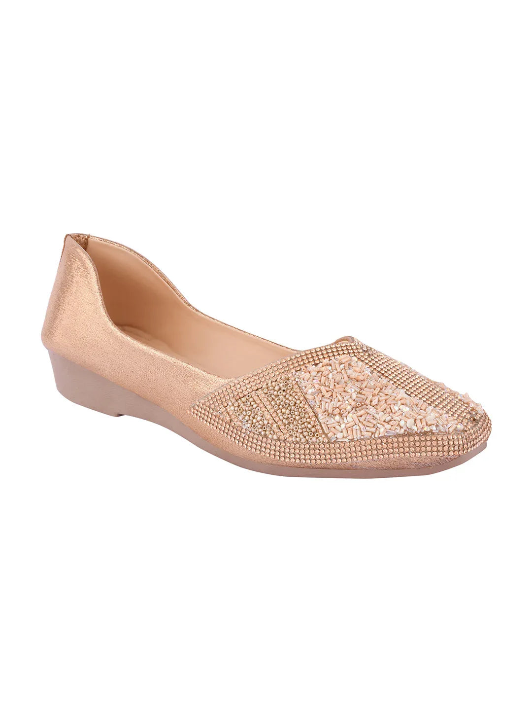 TRYME Festive Square Toe Embellished Stone Women's Juttis