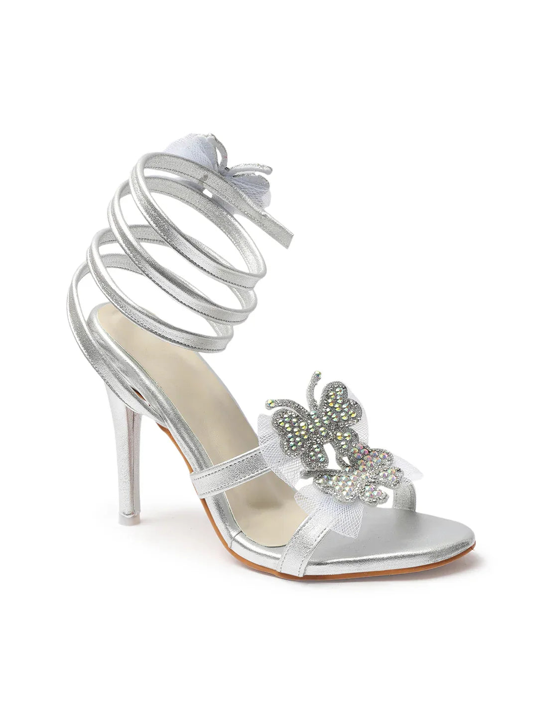 Glam Crystal Flower High Heel Sandals