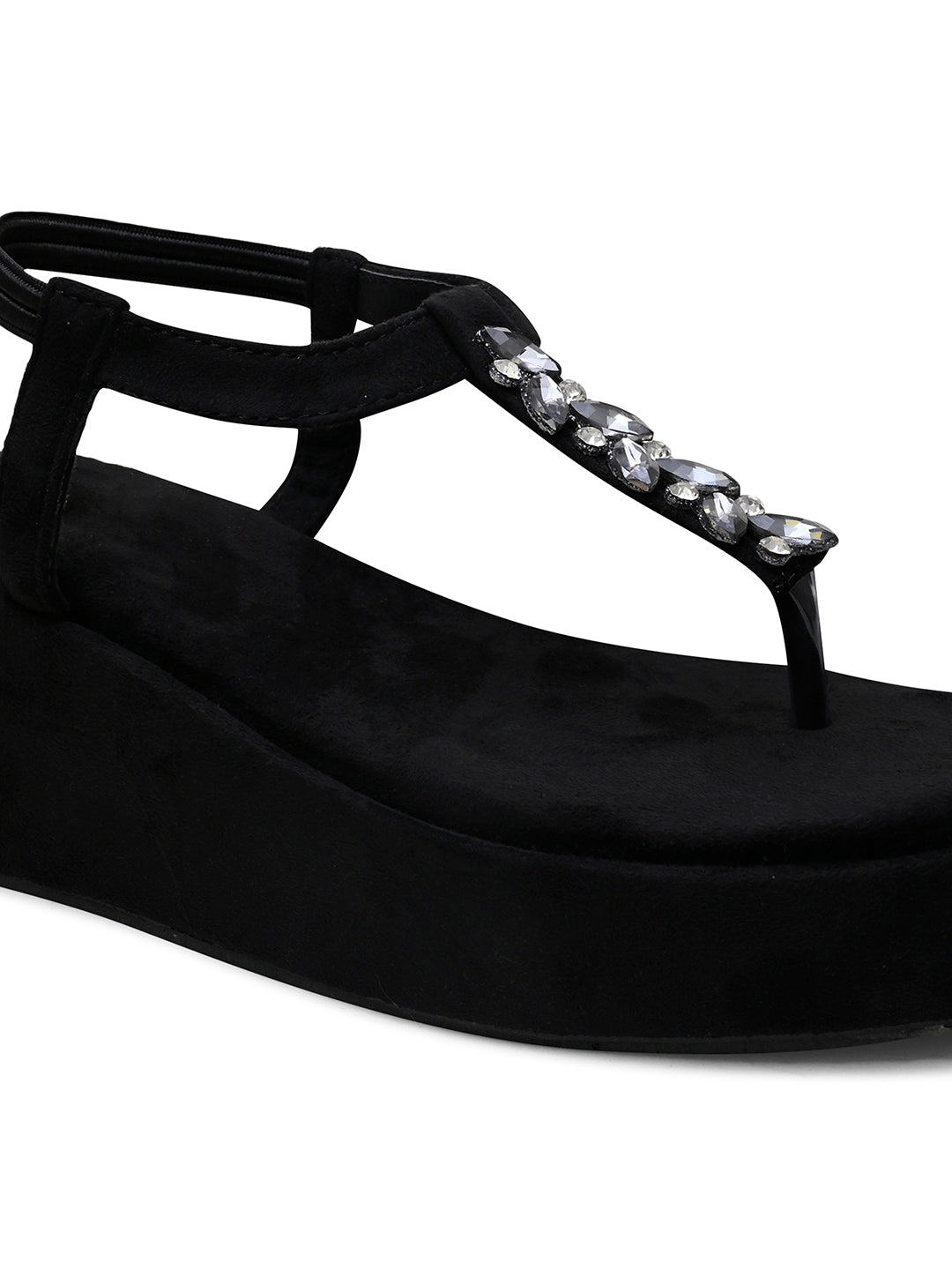 Crystal Embellished Detail Wedge Comfort Heels