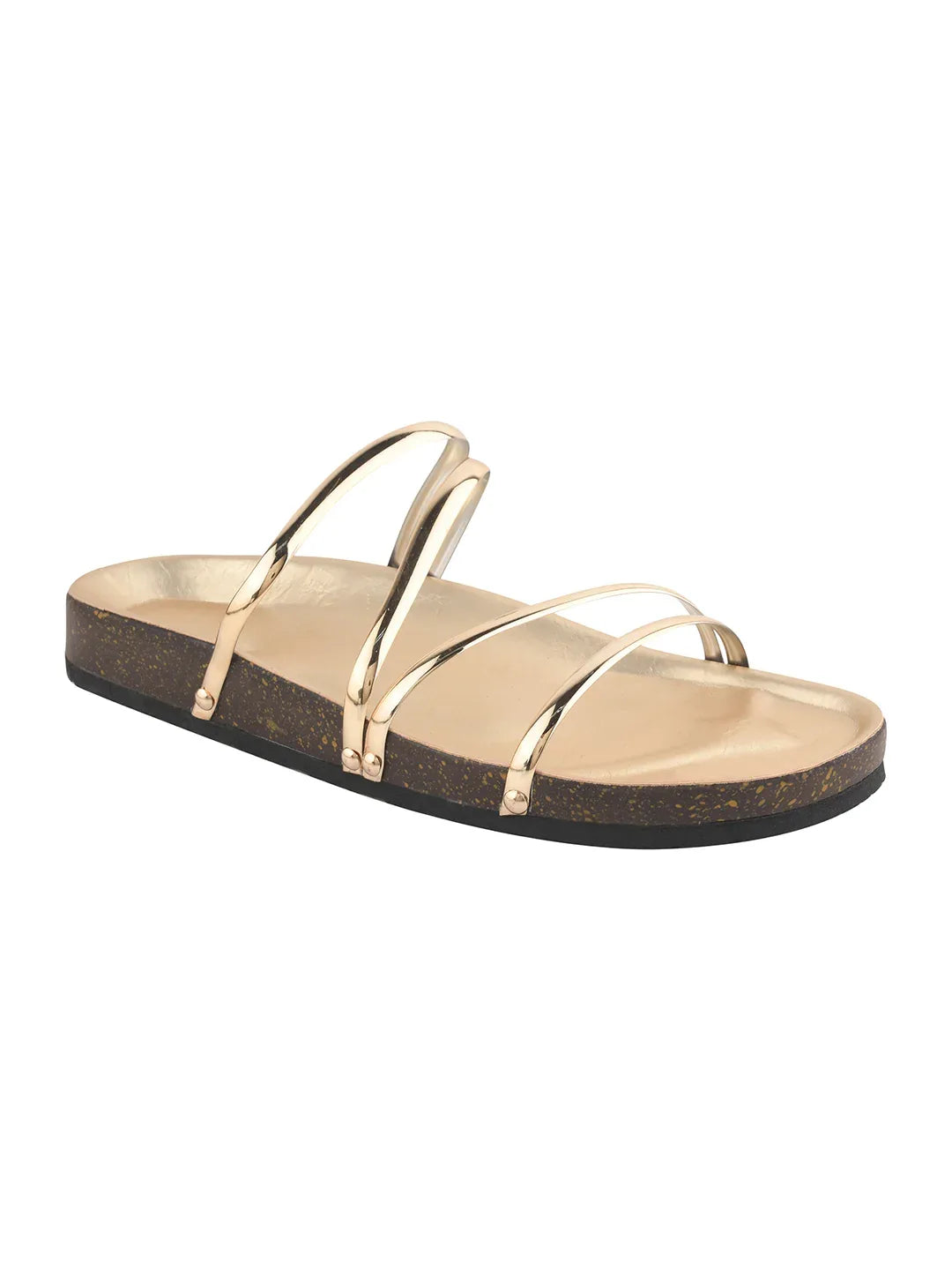 Elegant Spiral Strap Metallic Flats
