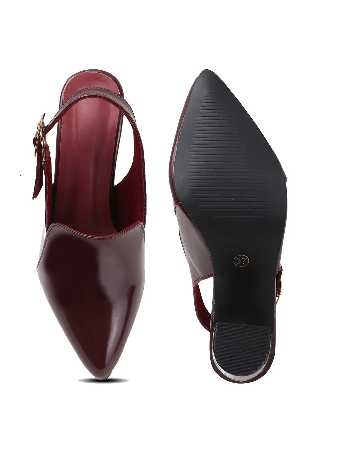 Elegant Gloss Finish Mid Heel Shoes