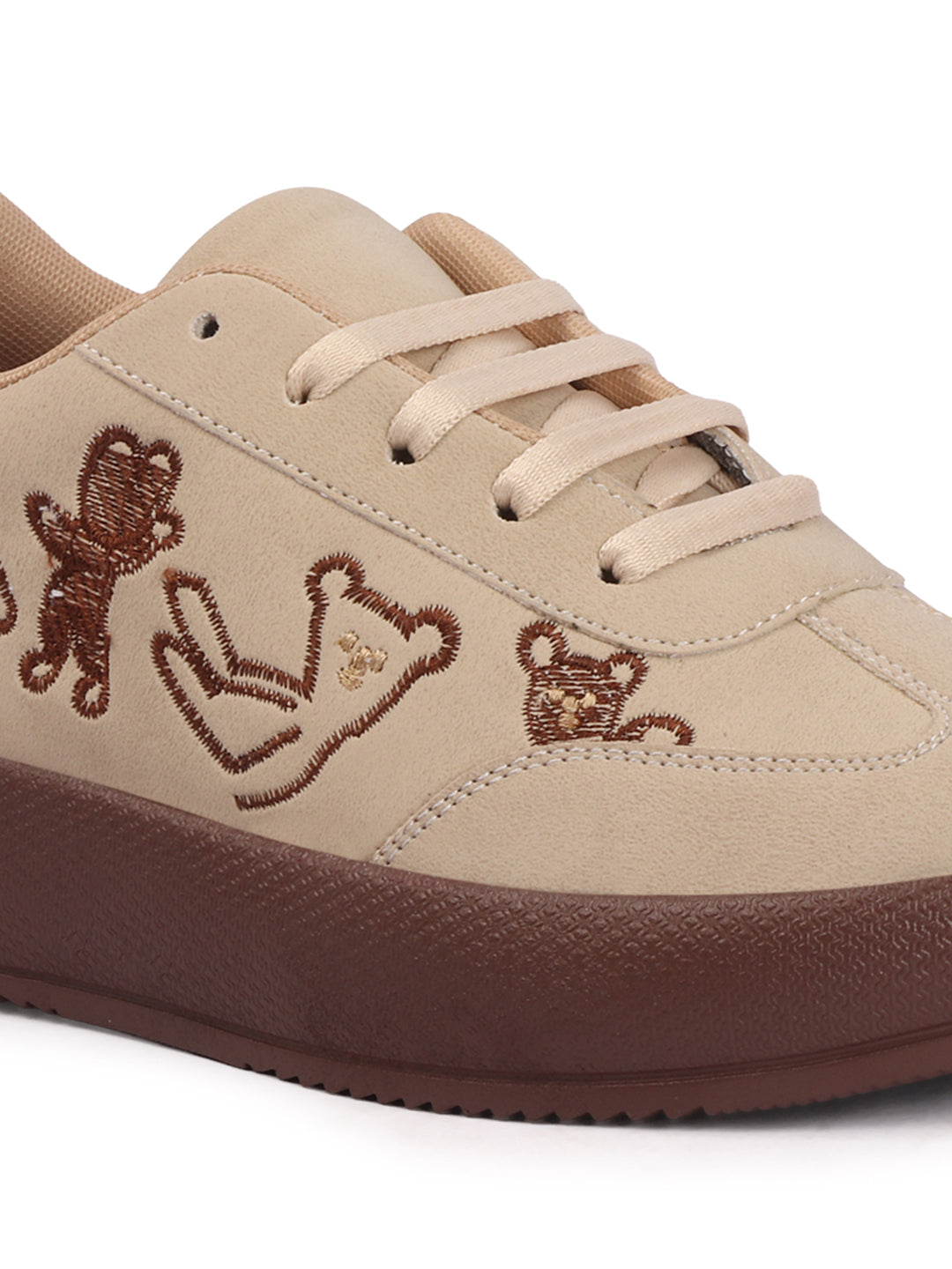 Trendy Teddy Embroidered Platform Sneakers