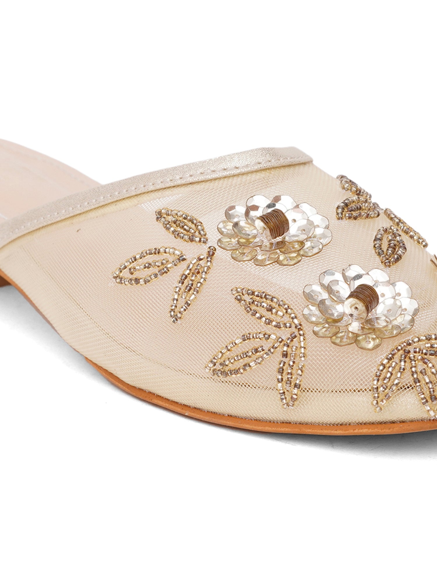 Handcrafted Embellished Beaded Floral Mules